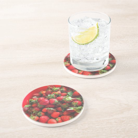 Dessous De Verre En Grès Fraises (Côté)