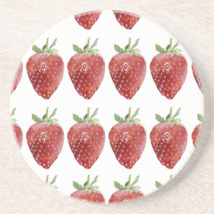 Dessous De Verre En Grès Fraises d'aquarelle : motif transparent