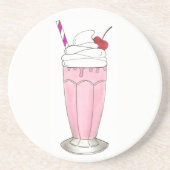 Dessous De Verre En Grès Framboise rose Shake Crème glacée Milkshake Foin (Devant)