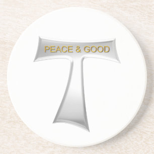 Dessous De Verre En Grès Franciscan Tau Cross Paix et bon argent et or
