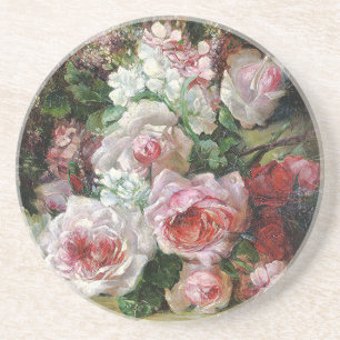 Dessous De Verre En Grès Frans Verhas Bouquet Vintage Rose