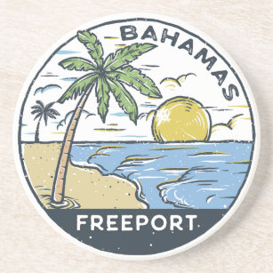 Dessous De Verre En Grès Freeport Bahamas Vintage