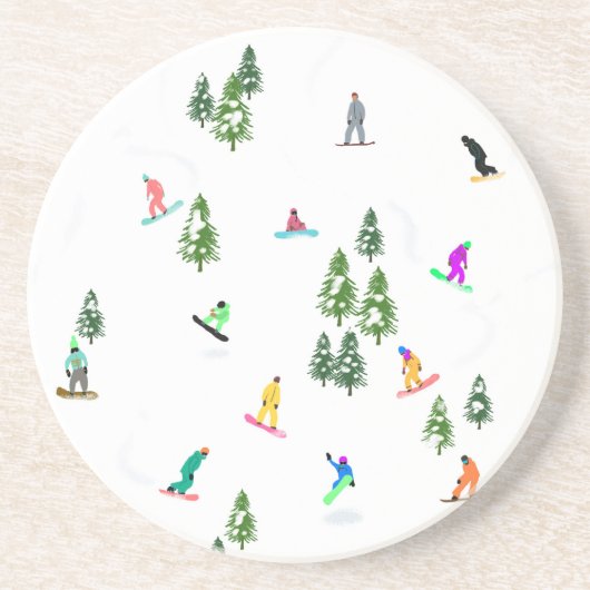 Dessous De Verre En Grès Freeride Snowboarder Illustration de snowboard (Devant)