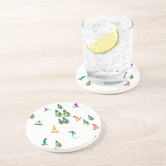 Dessous De Verre En Grès Freeride Snowboarder Illustration de snowboard (Côté)