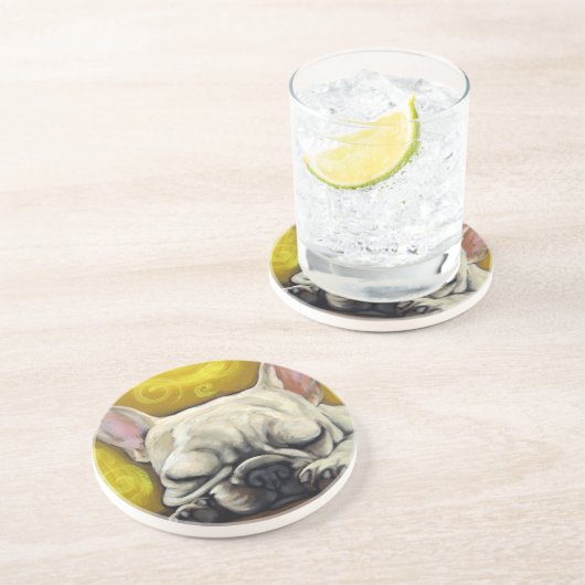 Dessous De Verre En Grès Frenchie somnolent (Côté)