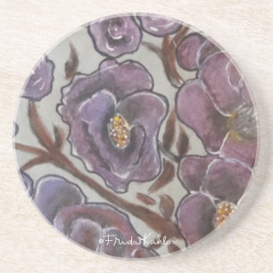 Dessous De Verre En Grès Frida Kahlo a peint des fleurs