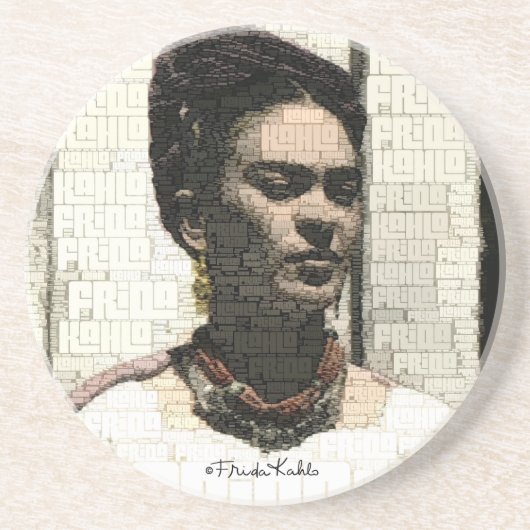 Dessous De Verre En Grès Frida Kahlo Portrait textile (Devant)