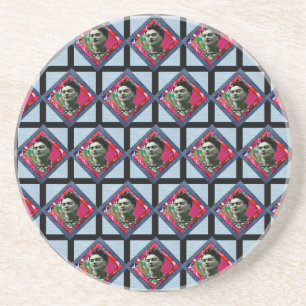 Dessous De Verre En Grès Frida Kahlo Retro Pink Denim