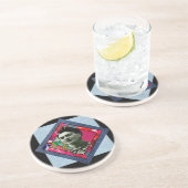 Dessous De Verre En Grès Frida Kahlo Retro Pink Denim (Côté)