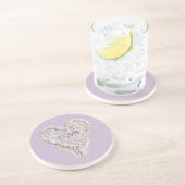 Dessous De Verre En Grès Fringe de coeur blanc lavande (Côté)