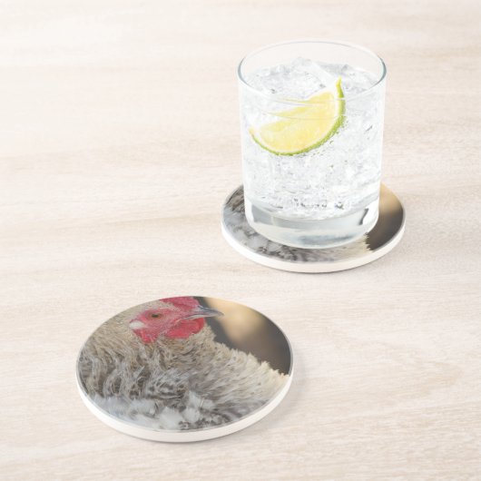 Dessous De Verre En Grès Frizzle Rooster (Côté)