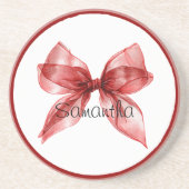 Dessous De Verre En Grès Frontière à ruban rouge (Devant)