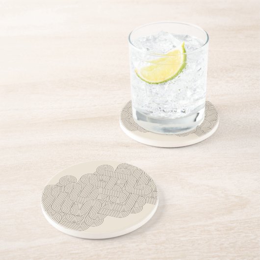 Dessous De Verre En Grès Frontière abstraite (Côté)