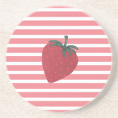 Dessous De Verre En Grès Fruits de fraises rouges et rayures (Devant)