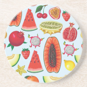 Dessous De Verre En Grès Fruits Exotiques : Imprimé tendance sans couture.