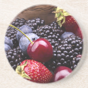 Dessous De Verre En Grès Fruits savoureux d'été sur un Tableau en bois