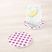 Dessous De Verre En Grès Fuchsia polka (Côté)