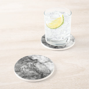 Dessous De Verre En Grès Fumée Flux de marbre noir blanc fini en pierre