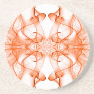 Dessous De Verre En Grès Fumée orange symétrique minimaliste blanc