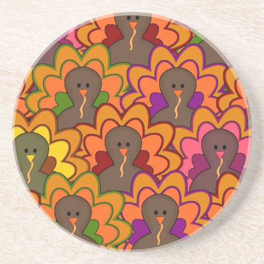 Dessous De Verre En Grès Fun Colorful Thanksgiving (Devant)