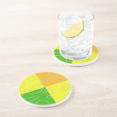 Dessous De Verre En Grès Fun Retro Quad Jaune Vert Orange Géométrique (Côté)