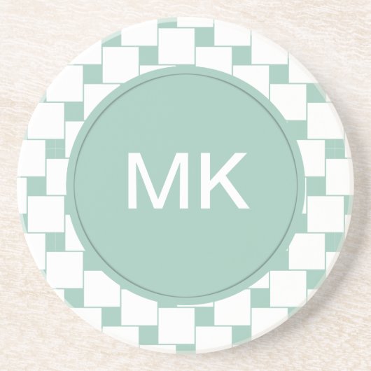 Dessous De Verre En Grès Fun tissé Carré Mint Green (Devant)