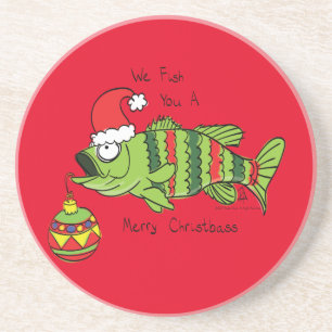 Dessous De Verre En Grès Funky Fishing Christmas Bass Fish Cute Cartoon
