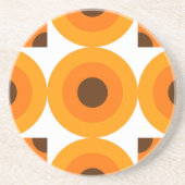 Dessous De Verre En Grès Funky Orange Brown Retro Circles Art Motif (Devant)