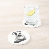 Dessous De Verre En Grès Funny Cat Face Illustration – Minimal Cute Cat Art (Côté)