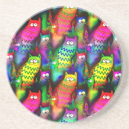 Dessous De Verre En Grès Funny Cats Motif-54578 (Devant)
