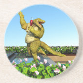 Dessous De Verre En Grès Funny Crocodile Drinking Champagne (Devant)