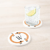 Dessous De Verre En Grès Funny Dachshund Saucisse Chien Monogramme (Côté)