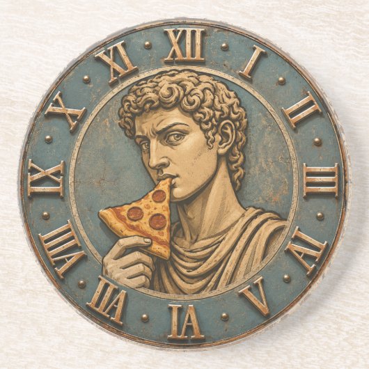 Dessous De Verre En Grès Funny Pizza David Renaissance Art Parody Kitchen (Devant)