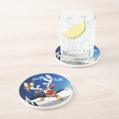 Dessous De Verre En Grès Funny Reindeer Peeking Christmas Meme  (Côté)