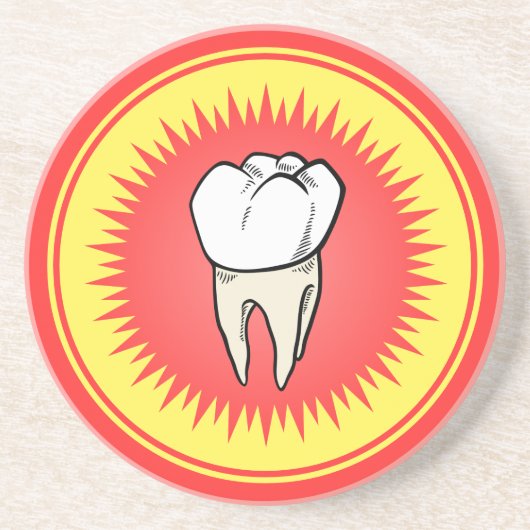 Dessous De Verre En Grès Funny Rouge Blanc Jaune Extrait Molaire Starburst (Devant)