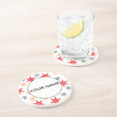 Dessous De Verre En Grès Funny Seastars Et Steerwheel Motif (Côté)