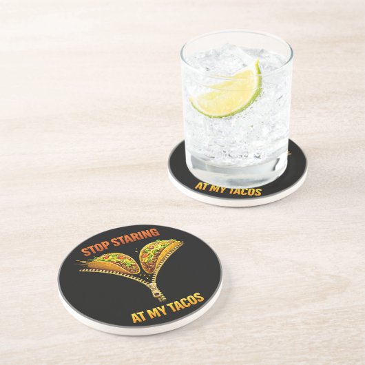 Dessous De Verre En Grès Funny Taco Lover Stop Staring (Côté)