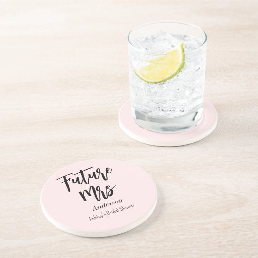 Dessous De Verre En Grès Futur mariage Mrs Blush Rose  (Côté)