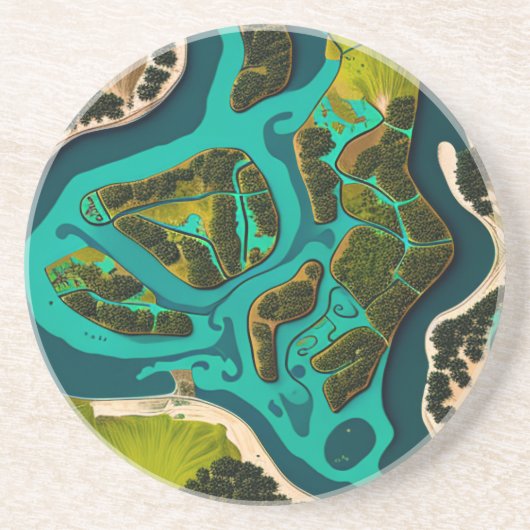 Dessous De Verre En Grès Futuristic Marshlands (Devant)