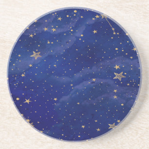 Dessous De Verre En Grès Galaxie bleue avec étoiles d'or