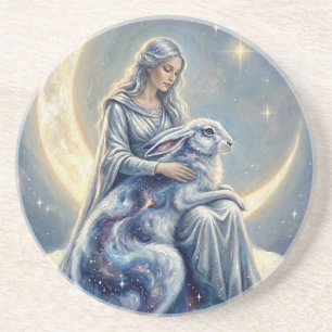 Dessous De Verre En Grès Galaxie céleste Lièvre Lune Déesse Fantastique Art
