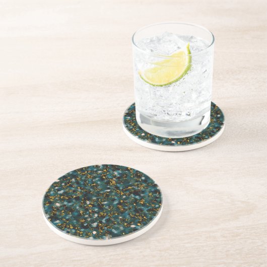 Dessous De Verre En Grès Galaxies Black Blue & Gold (Côté)