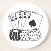Dessous De Verre En Grès Gambling Casino Cartes Dice Poker Chips Art (Devant)