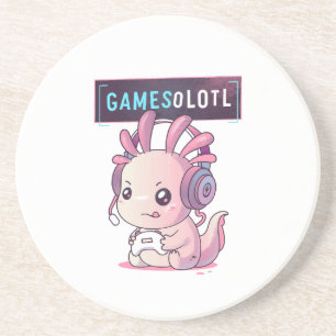 Dessous De Verre En Grès Gamesolotl - Axolotl Gamer