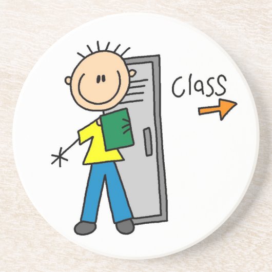 Dessous De Verre En Grès Garçon à l'école (Devant)