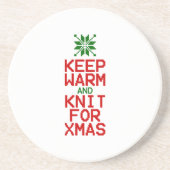 Dessous De Verre En Grès Gardez chaud et tricot pour Noël (Devant)