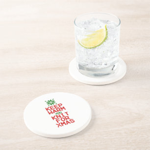 Dessous De Verre En Grès Gardez chaud et tricot pour Noël