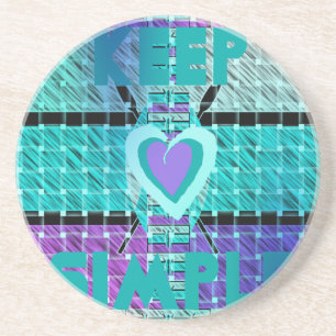 Dessous De Verre En Grès Gardez-le simple : Cyan Heart & Clarity Art Motif