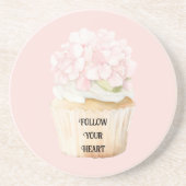 Dessous De Verre En Grès Gâteau Cupcake Fleur Rose Pâle Muffin (Devant)