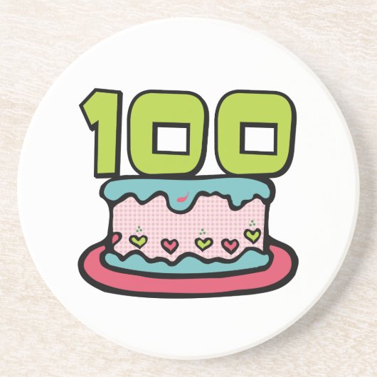 Dessous De Verre En Grès Gâteau d'anniversaire 100 ans (Devant)